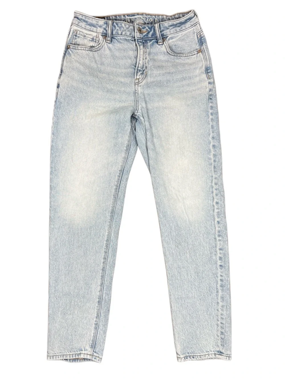 American Eagle Strigid Mom Jeans Size 2 Light Wash High Rise Straight Leg